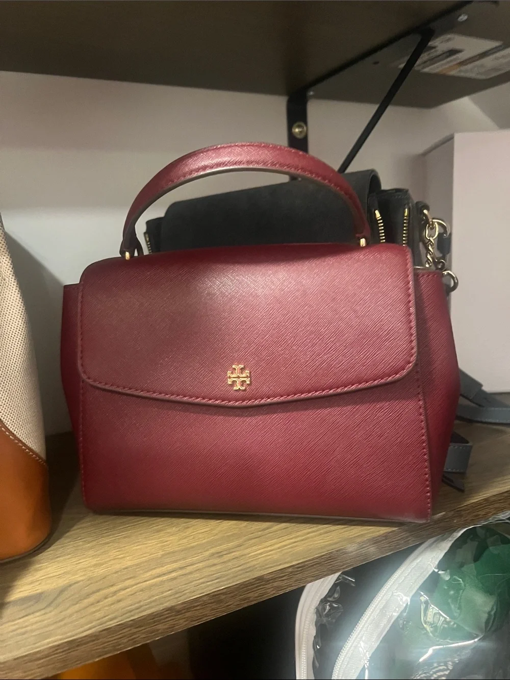 Tory Burch Small Top-Handle Crossbody in Burgundy